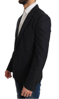 Men's Gray Striped Wool Jacket Coat Slim Blazer Virgin Clothing