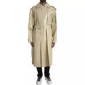 Men's Beige Lambskin Leather Trench Coat Jacket Black Calf Clothing