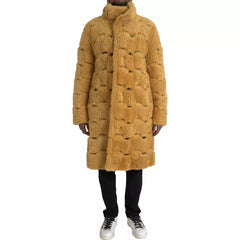 Men's Yellow Wool Long Teddy Coat Jacket Clothing