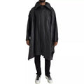 Black Leather Hooded Men Trenchcoat Jacket Calf Clothing