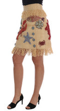 Women's Crystal Beige Palm Fiber Skirt