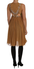 Women's Crystal-Embellished Silk Dress Gold