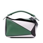 Medium Tricolor Calfskin Puzzle Satchel