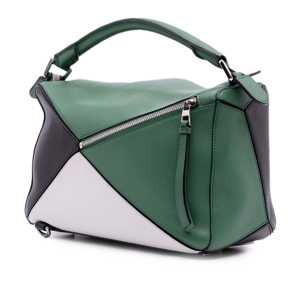Medium Tricolor Calfskin Puzzle Satchel