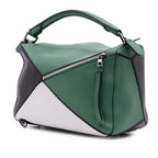 Medium Tricolor Calfskin Puzzle Satchel