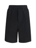 Laneus Viscose and Linen Bermuda Shorts — Black