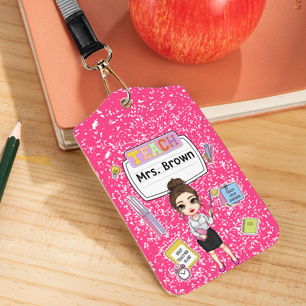 Portacredenciales personalizado con nombre y cordón para la oficina Regalo de vuelta al cole para educadores en el Día del Profesor
