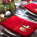 Personalizada muñeco de nieve personaje de dibujos animados rojo 100% algodón servilleta reutilizable con el nombre y la decoración de la mesa inicial regalo de Navidad para la familia amigo