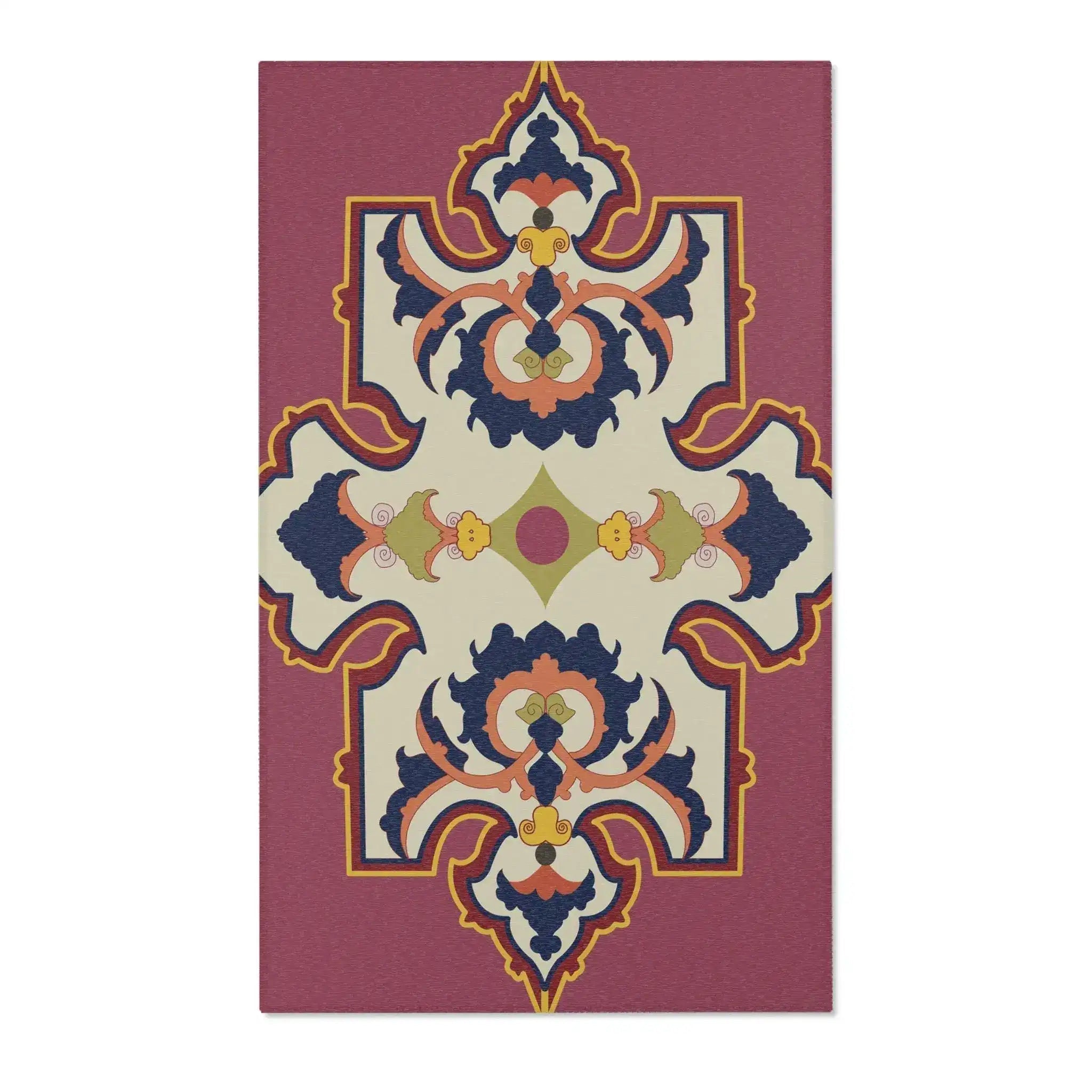 Ornate Medallion Maroon Accent Rug