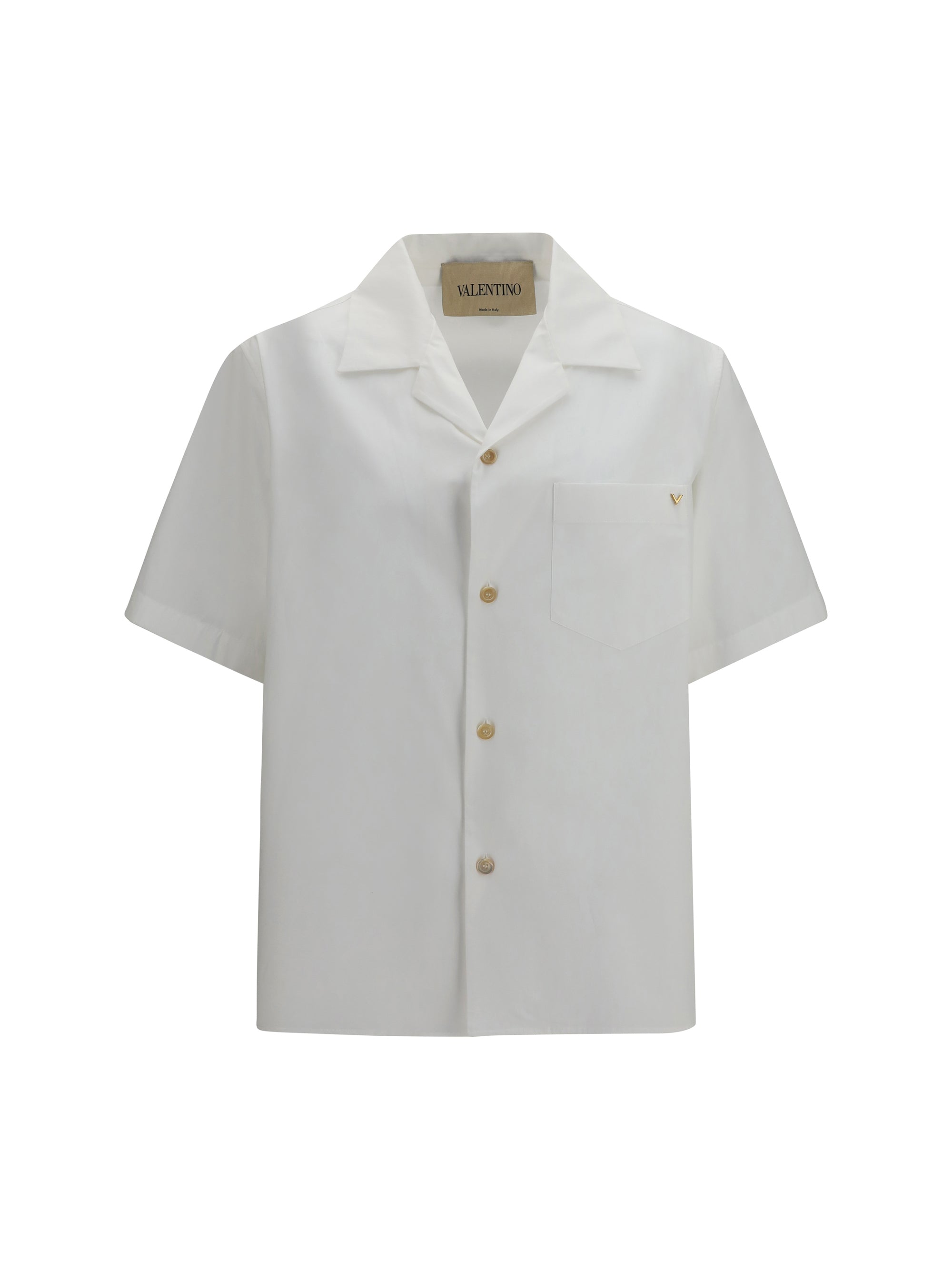 Valentino VLogo Bowling Collar Shirt — White