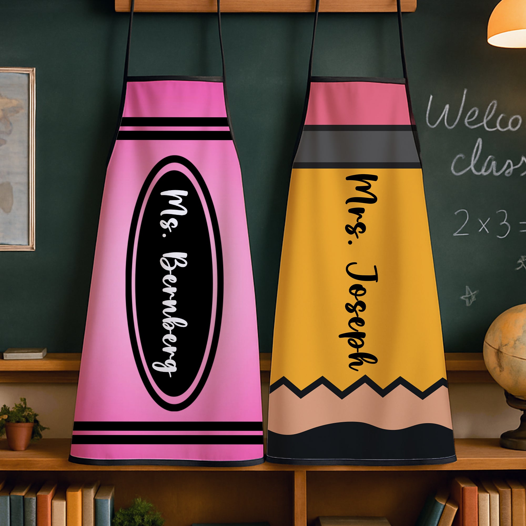 Delantal ajustable personalizado con diseño de regla de lápices de colores y texto de agradecimiento Regalo de cumpleaños para profesor