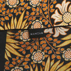 Black Silk Scarf with Gold Floral Motifs Aurum