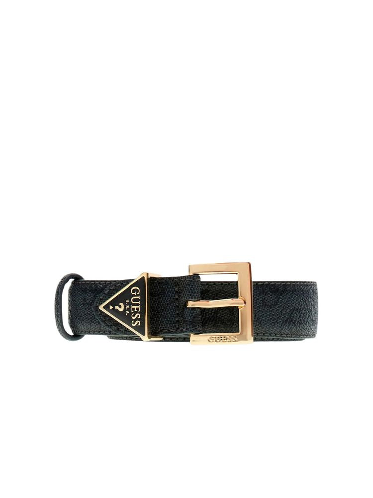 Guess Logo-Embroidered Triangle Belt — Black