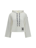 Moncler Cotton Blend Cropped Hoodie — White