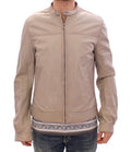 Men's Beige Leather Jacket Biker Coat Lambskin Clothing