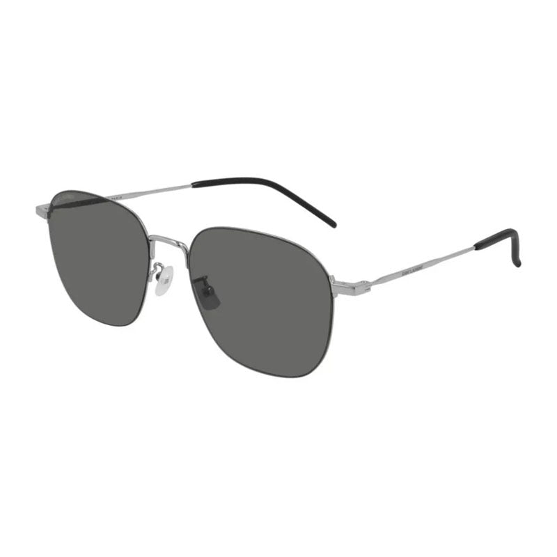 Saint Laurent Metal Square-Frame Sunglasses — Silver