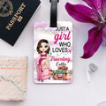 Etiqueta de equipaje de dibujos animados personalizada para vacaciones de verano con nombre Regalo de cumpleaños para mujeres amantes de los viajes
