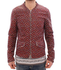 Men's Bordeaux Leather Boxer Print Jacket Coat Lambskin Clothing