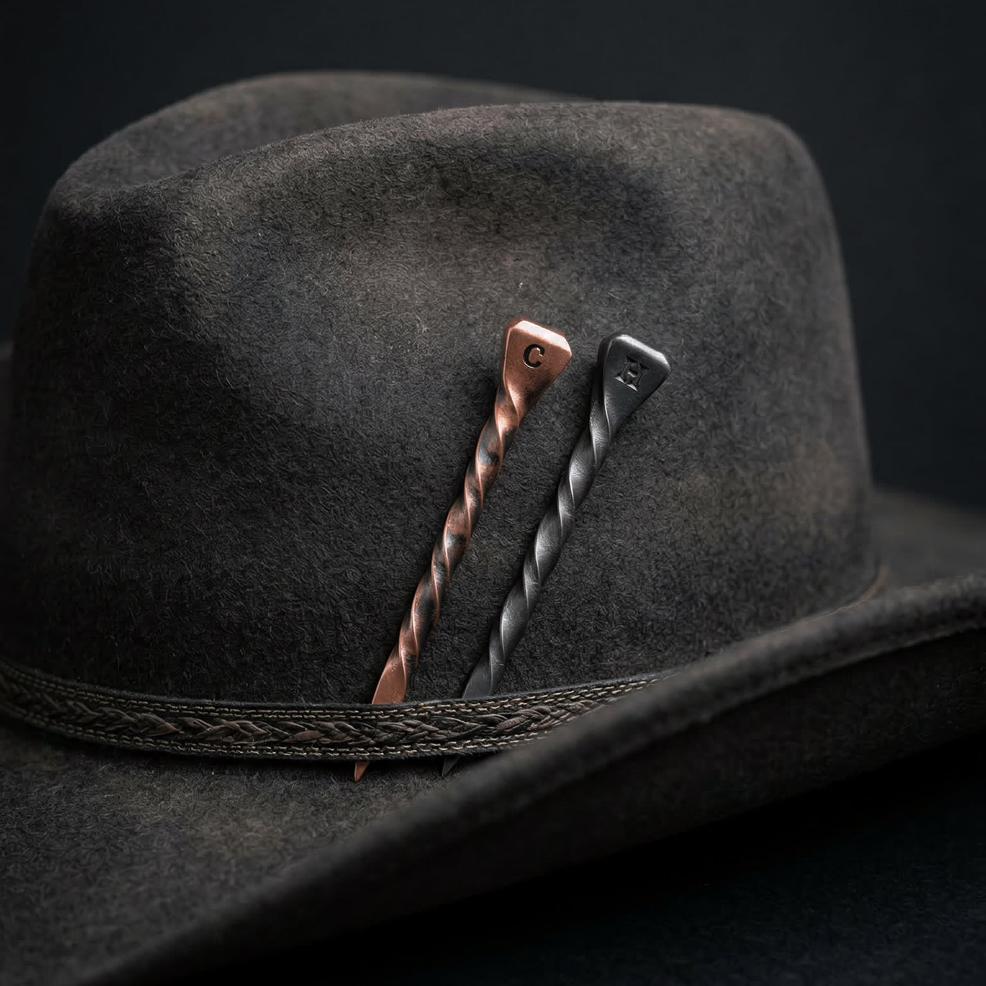 Personalizado de metal rústico herradura de uñas palillo de dientes de vaquero con la inicial grabada sombrero de vaquero accesorio cumpleaños día del padre regalo para vaquero vaquera