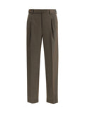 Brioni Pleated Wool Trousers — Kaki