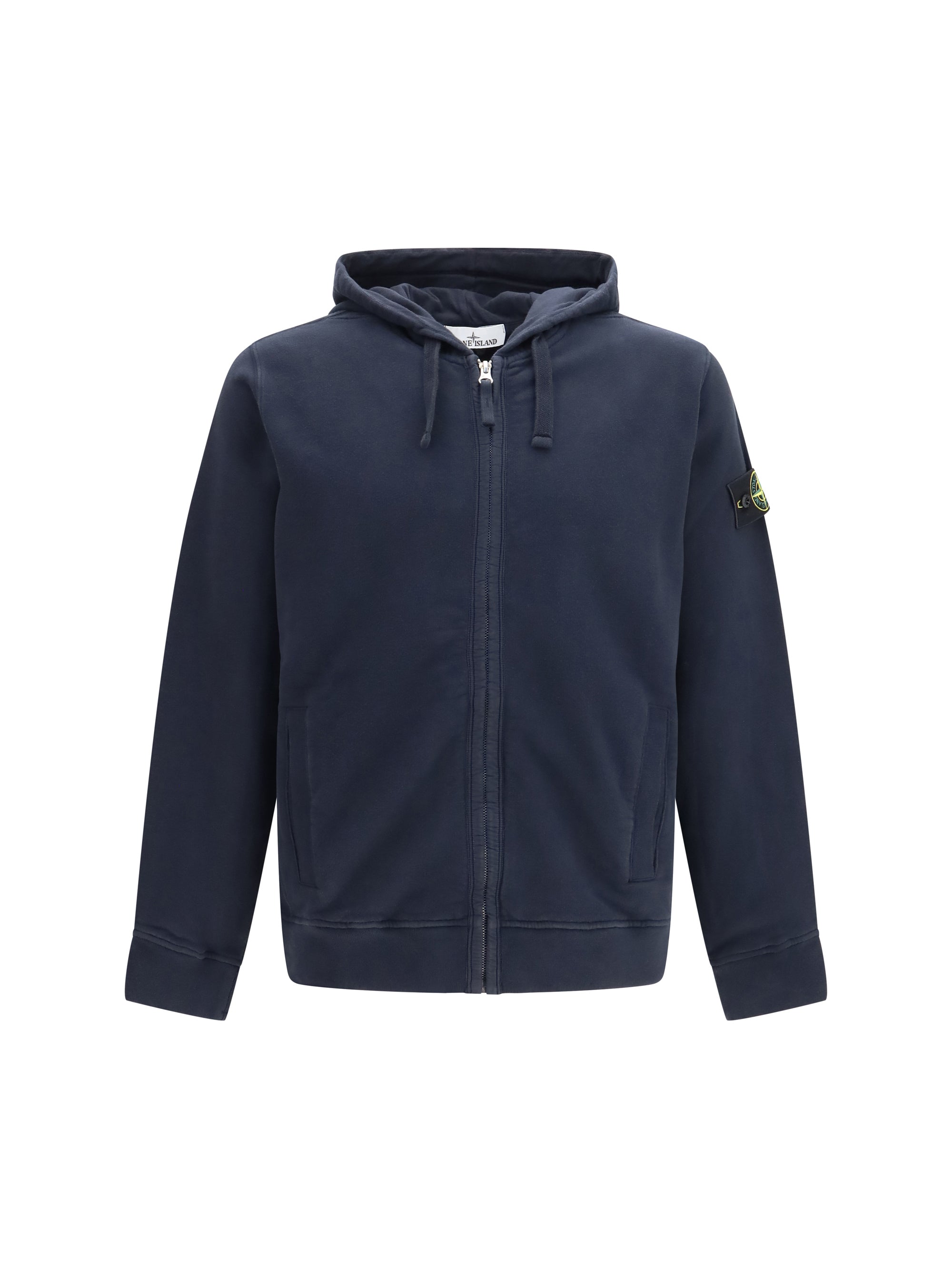 Stone Island Logo-Patch Zip Hoodie Sweatshirt — Navy
