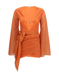 OséRee Metallic Wrap Dress — Orange