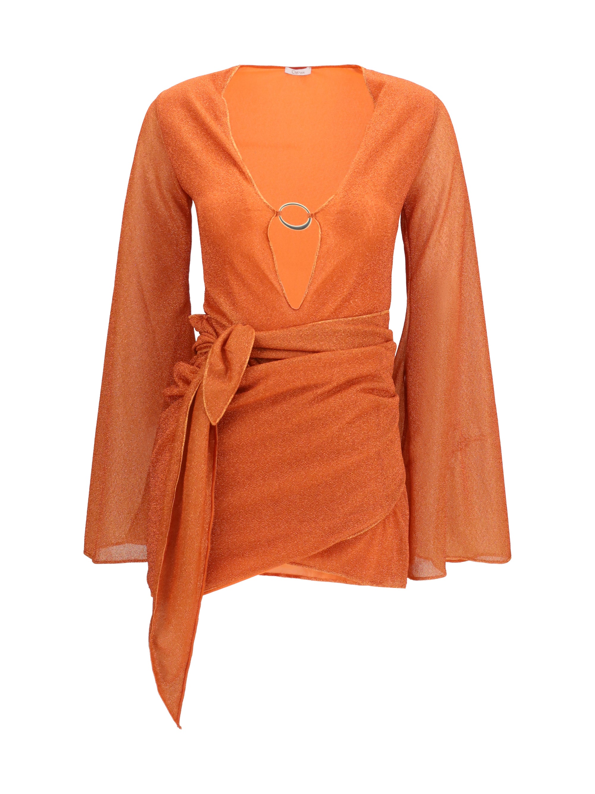 OséRee Metallic Wrap Dress — Orange
