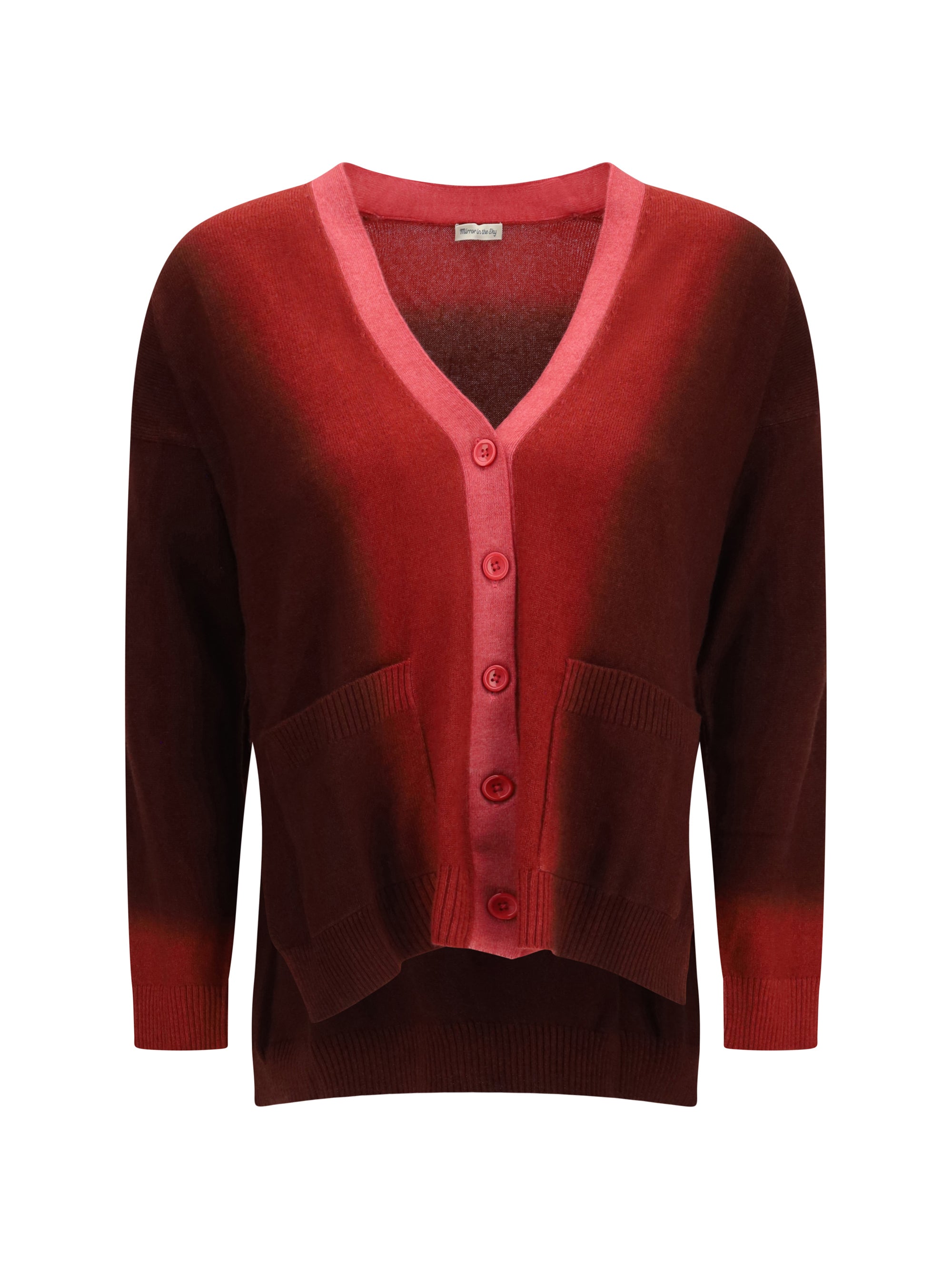 Mirror In The Sky Ombré Cashmere Cardigan — Red