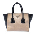 Bicolor Glace Calf Twin Pocket Double Handle Satchel
