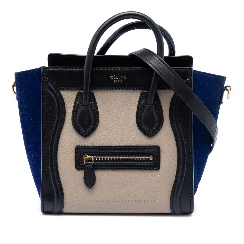 Nano Tricolor Calfskin and Suede Luggage Tote