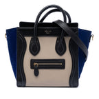 Nano Tricolor Calfskin and Suede Luggage Tote