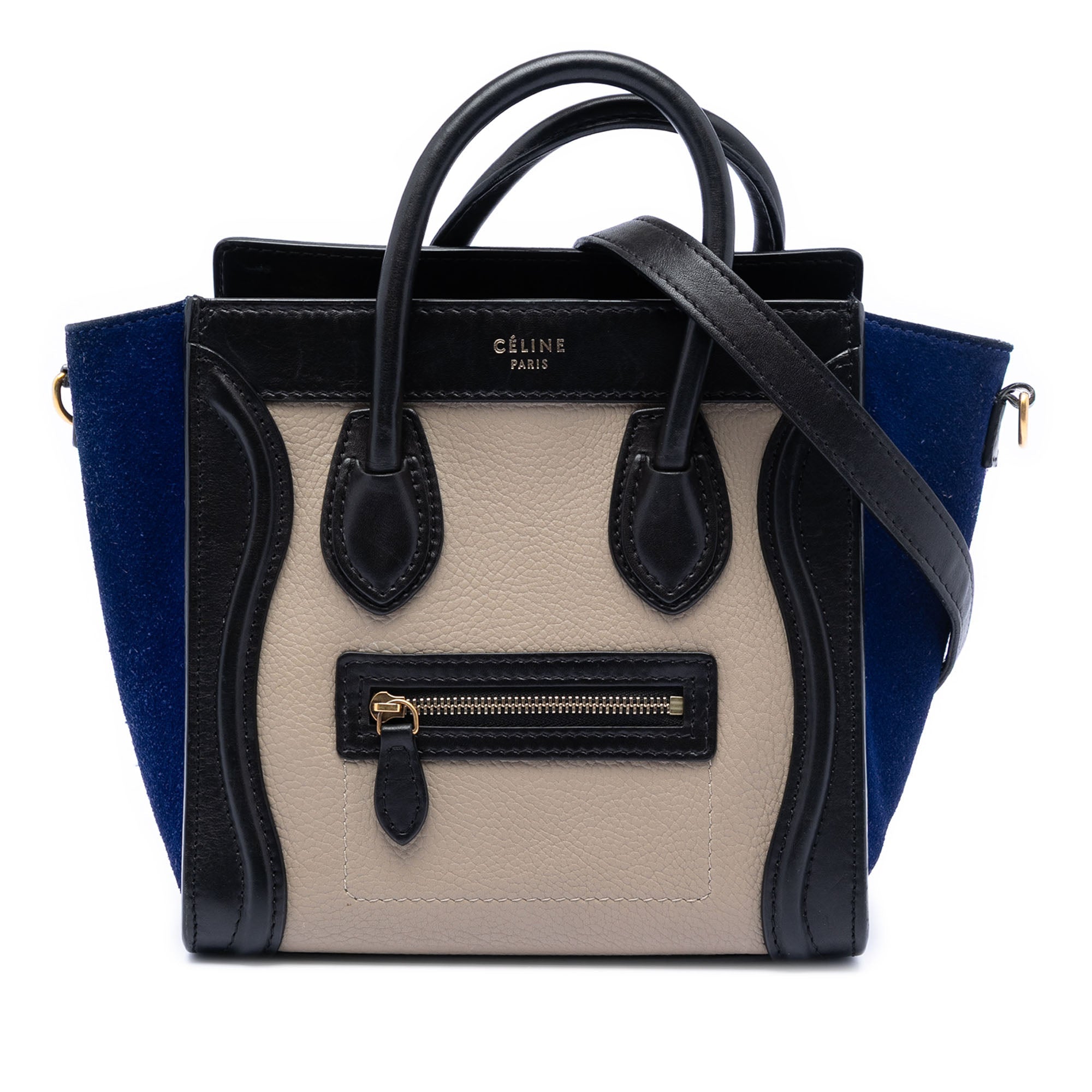 Nano Tricolor Calfskin and Suede Luggage Tote