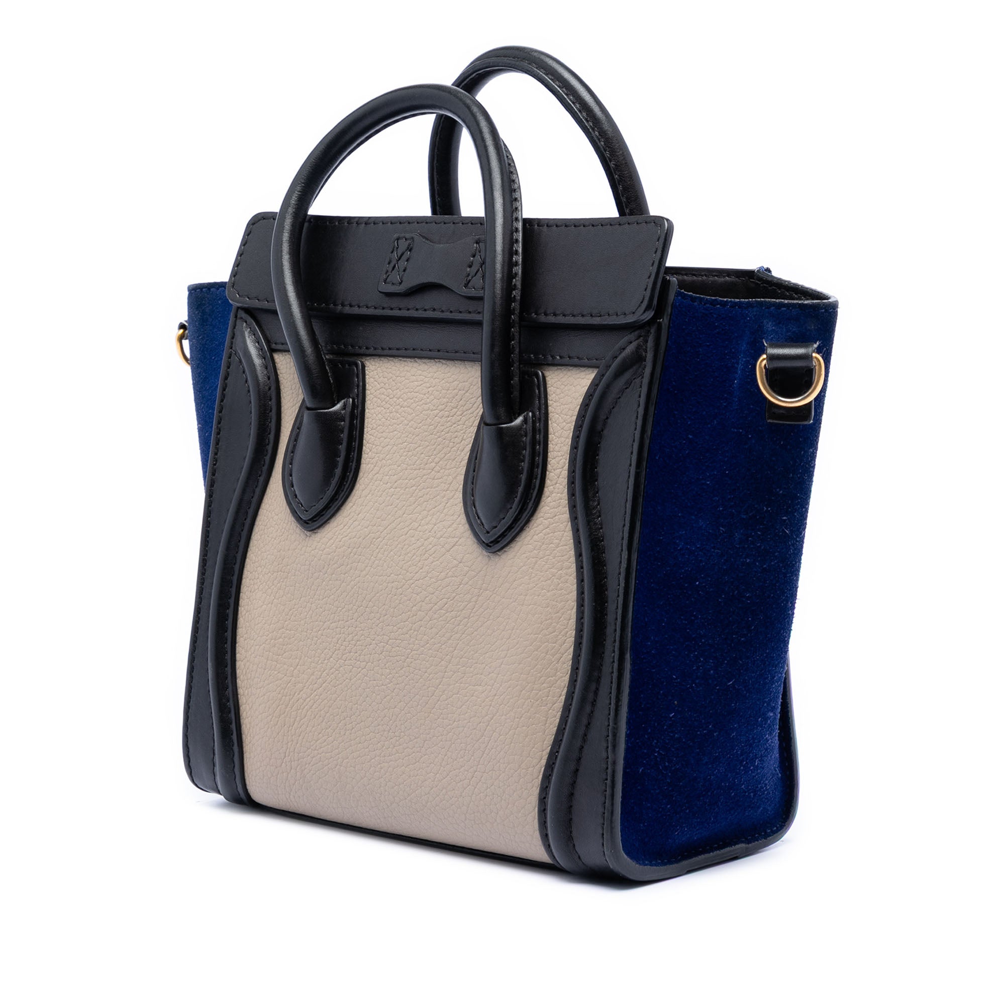 Nano Tricolor Calfskin and Suede Luggage Tote