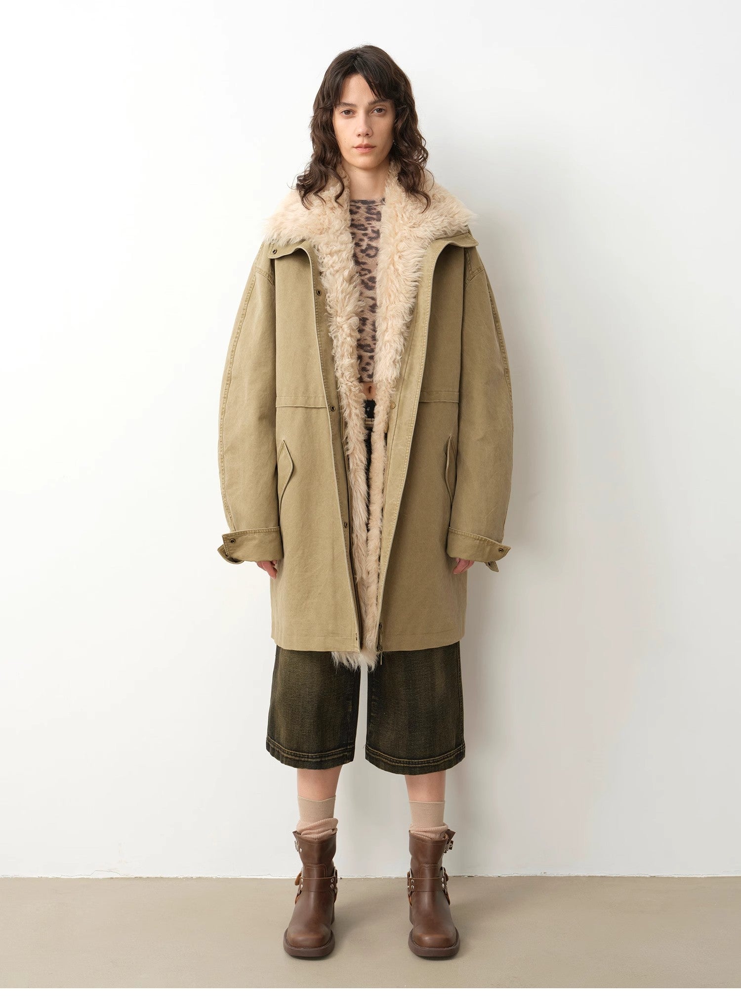Cool Denim 90 goose down jacket workwear style detachable toka silhouette parka jacket for women