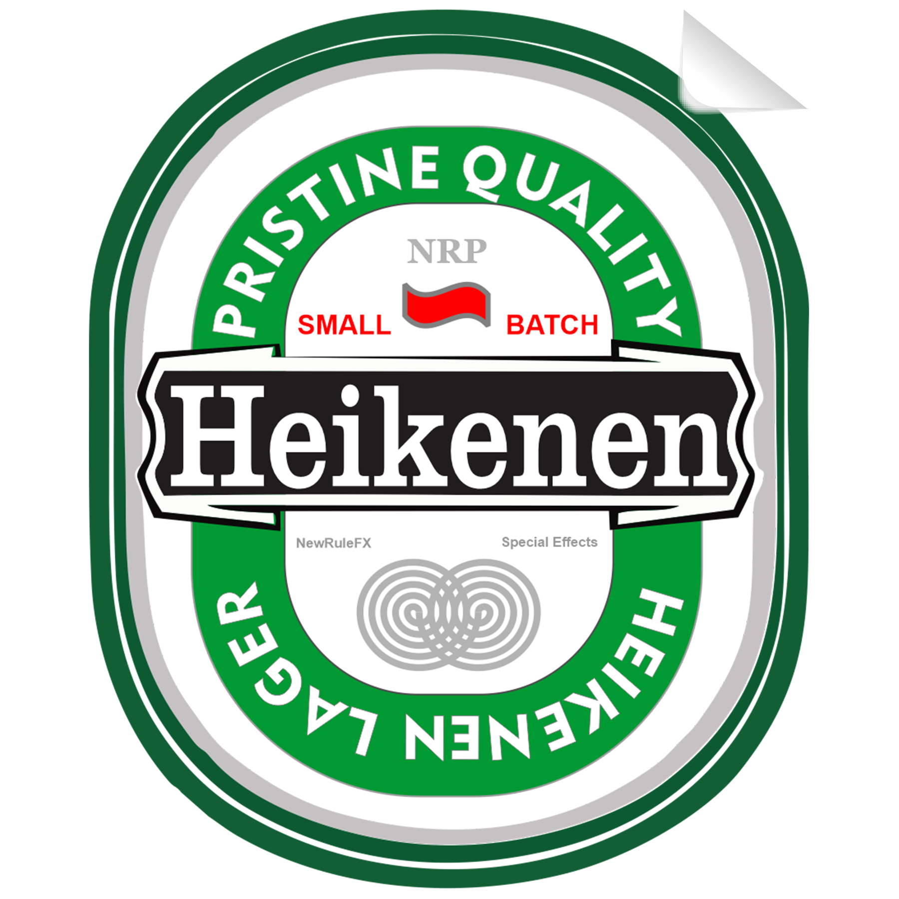 Heikenen Beer Bottle Single Self Adhesive Label - License and Royalty Free for Film Use By Prop Money Inc.