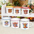 Mes de nacimiento personalizado Highland Vaca 12 oz Taza esmaltada con nombre Uso diario Regalo de cumpleaños para los niños