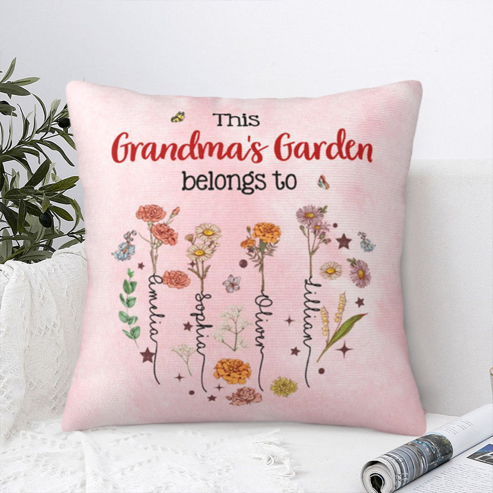 Corazón Personalizado Este Jardín Pertenece A 1-12 Flores De Nacimiento Funda De Almohada Suave Con Nombres Decoración Del Hogar Cumpleaños Día De La Madre Regalo Para Mamá Abuela