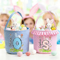 Personalizado lindo conejito Inicial Flor Plaid Cesta de Pascua con el nombre de Pascua Caza del Huevo de Pascua Regalo para Niños Niñas