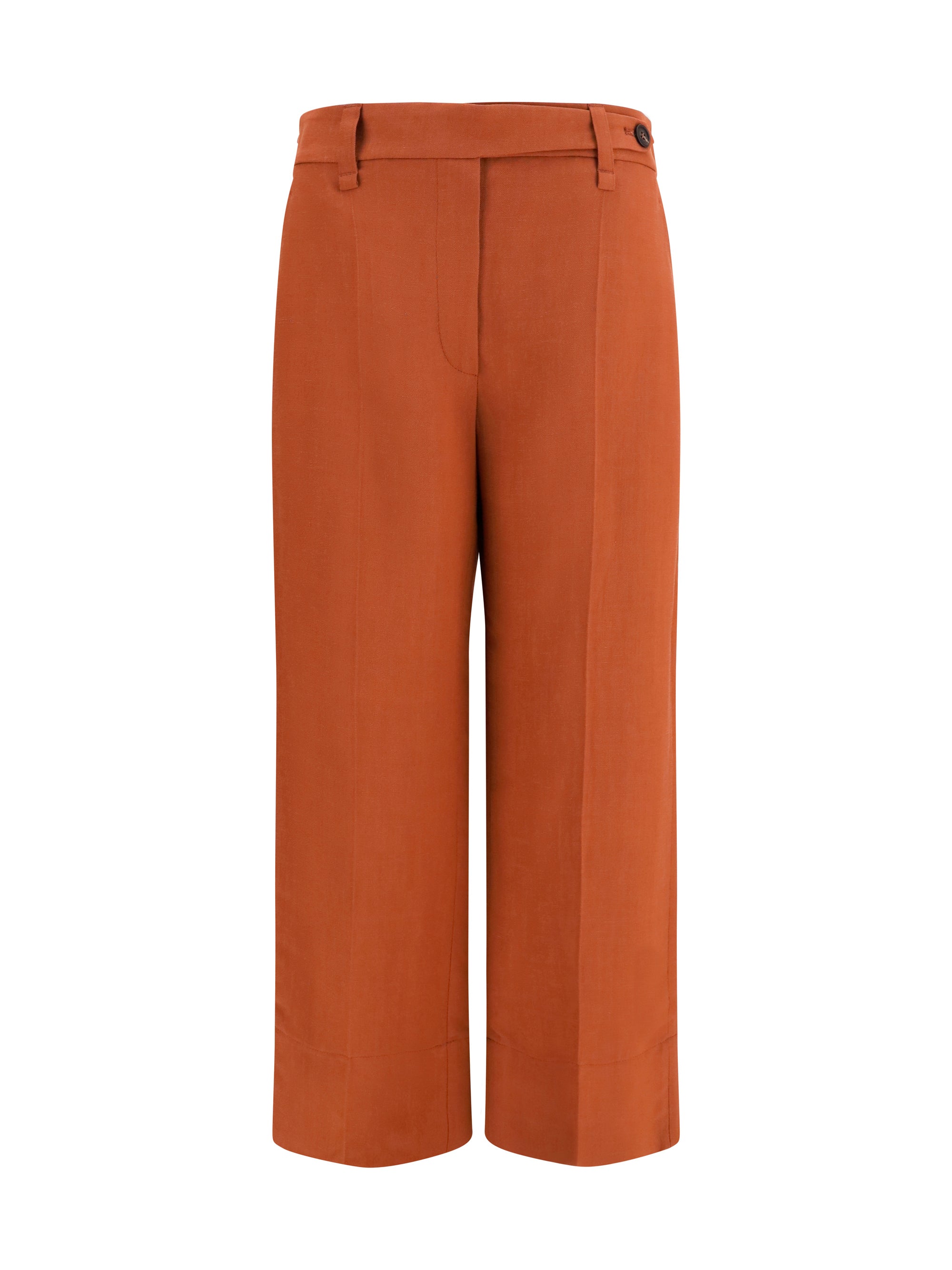 Brunello Cucinelli Viscose and Linen Twill Trousers — Orange