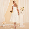 Bridal Wedding Dress White Sleeveless Short Sweetheart A-line Lace