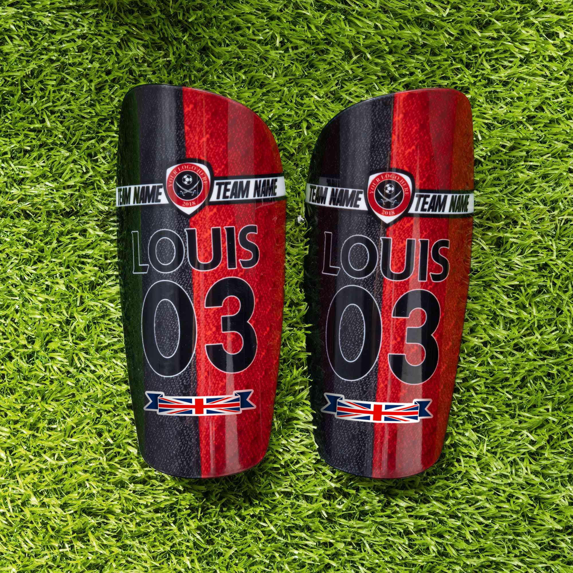 Espinilleras duraderas personalizadas con el nombre y el logotipo del equipo Regalo de cumpleaños para los amantes del fútbol