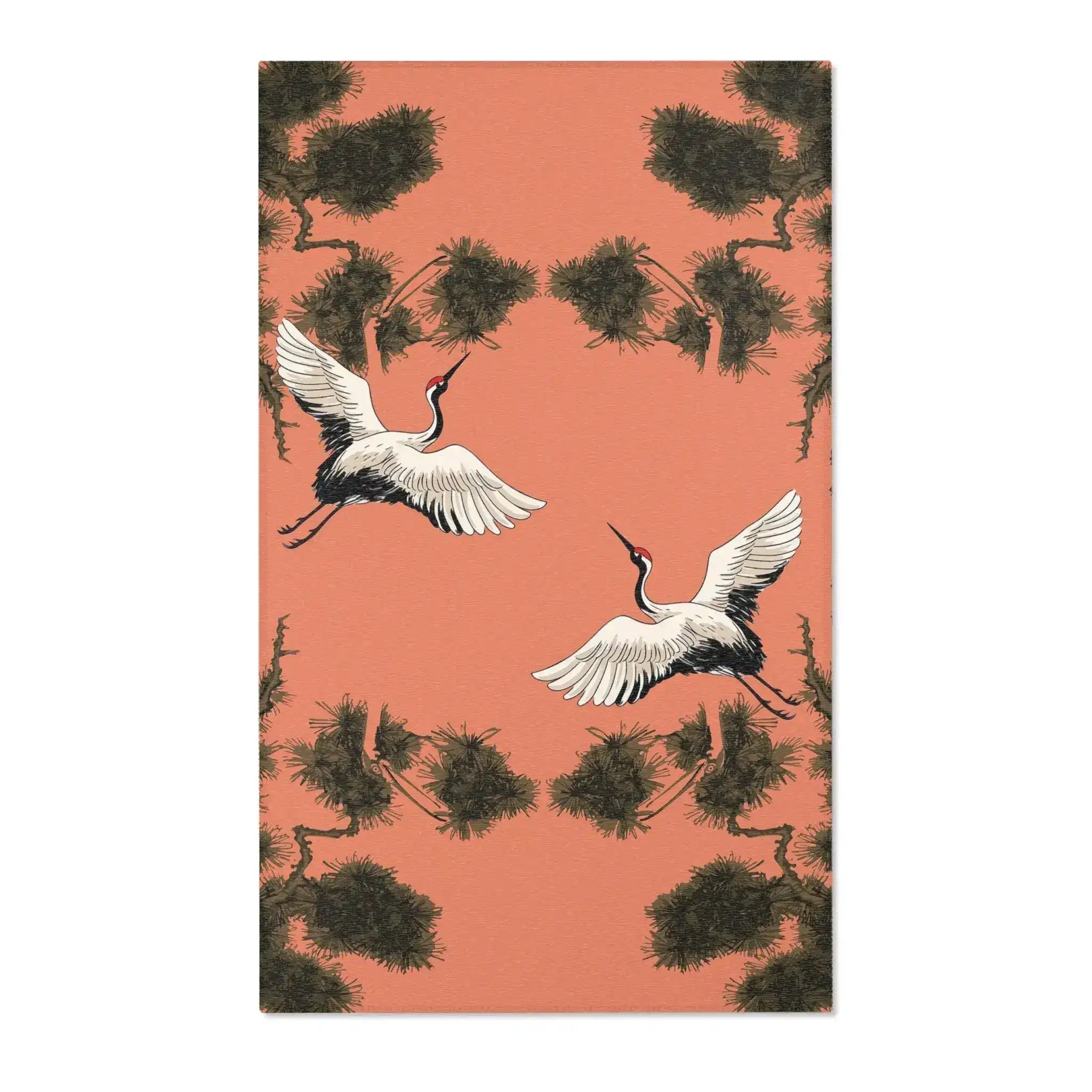 Dancing Cranes in Sunset Pines Accent Rug
