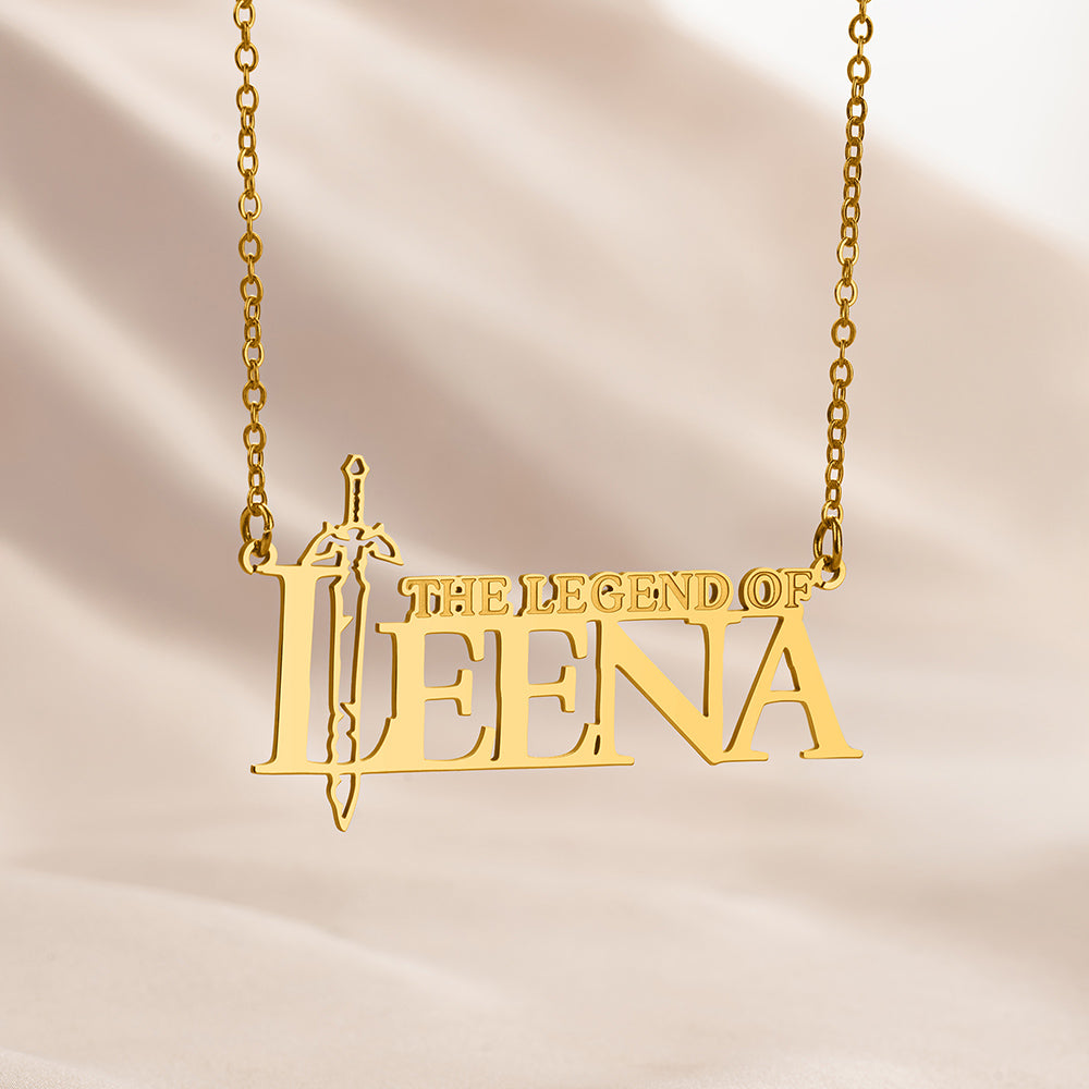 Personalizada Espada La Leyenda de Inspirado Collar con Nombre Dainty Joyería Juego Cumpleaños Aniversario Regalo para la Familia Amigo