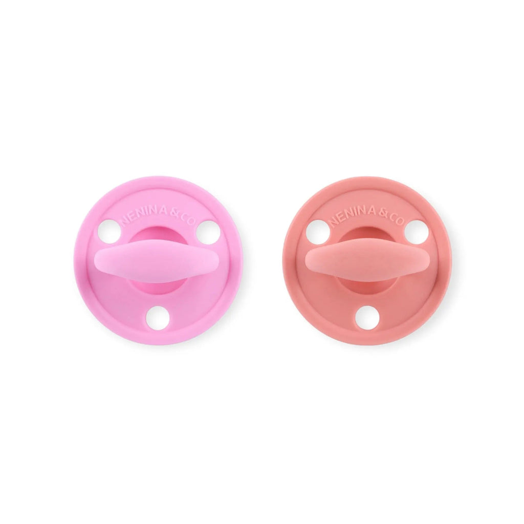 Kit 2 Chupetes Clásicos para Bebé Rosa Chicle y Rosa | Silicona Orgánica Nenina & Co