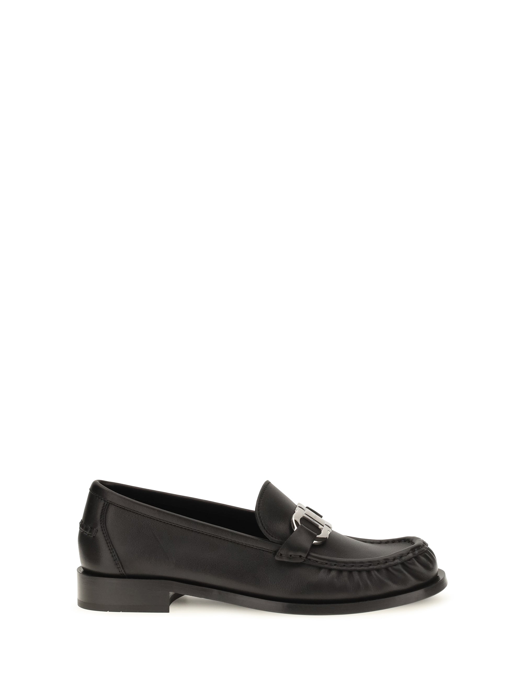 Ferragamo Gancini Logo Calf Leather Loafer — Black