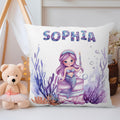 Funda de almohada personalizada con el nombre de la sirena de la fantasía suave Nursery Bedroom Decor Birthday Gift for Girl Kids