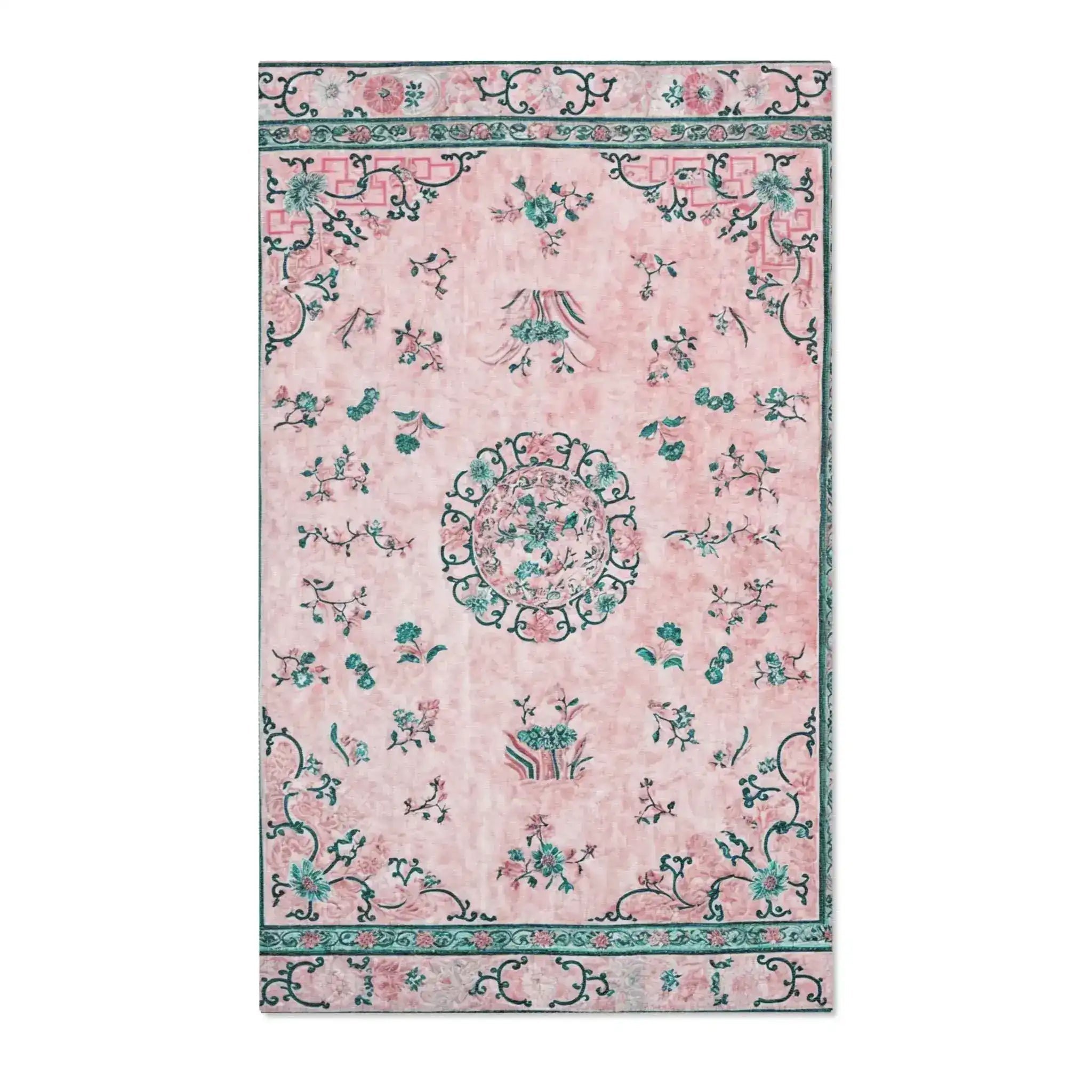 Blush Pink Oriental Floral Accent Rug