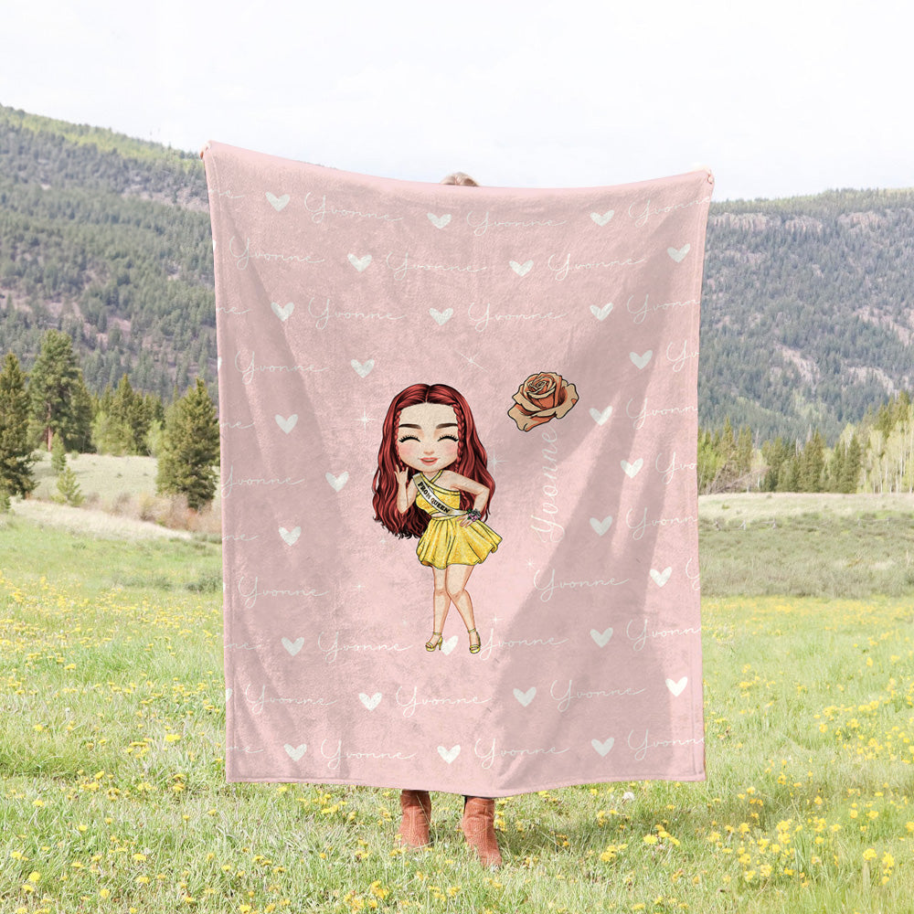 Personalizado Prom Queen Nacimiento Diseño Floral Suave manta con nombre Decoración del Hogar Cumpleaños Regalo para Niñas Mujeres