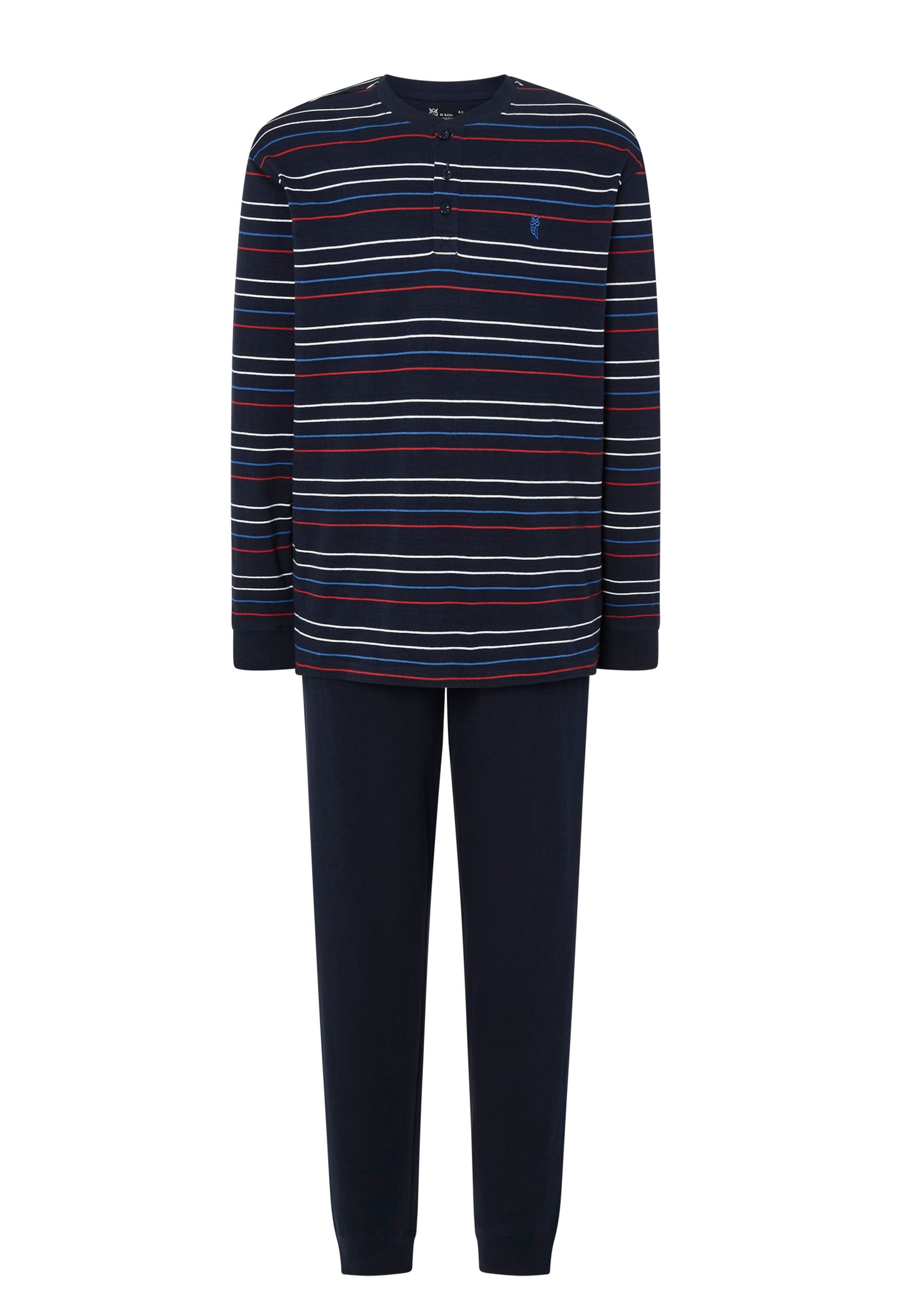 Pijama Hombre Largo Tapeta Algodón Punto Rayas - Marino 5585_39