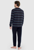 Pijama Hombre Largo Tapeta Algodón Punto Rayas - Marino 5585_39